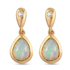 Natürliche äthiopische Opal und Zirkon-Ohrringe, 925 Silber vergoldet ca. 1,92 ct
