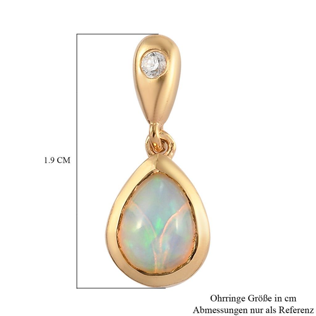 Natürliche äthiopische Opal und Zirkon-Ohrringe, 925 Silber vergoldet ca. 1,92 ct