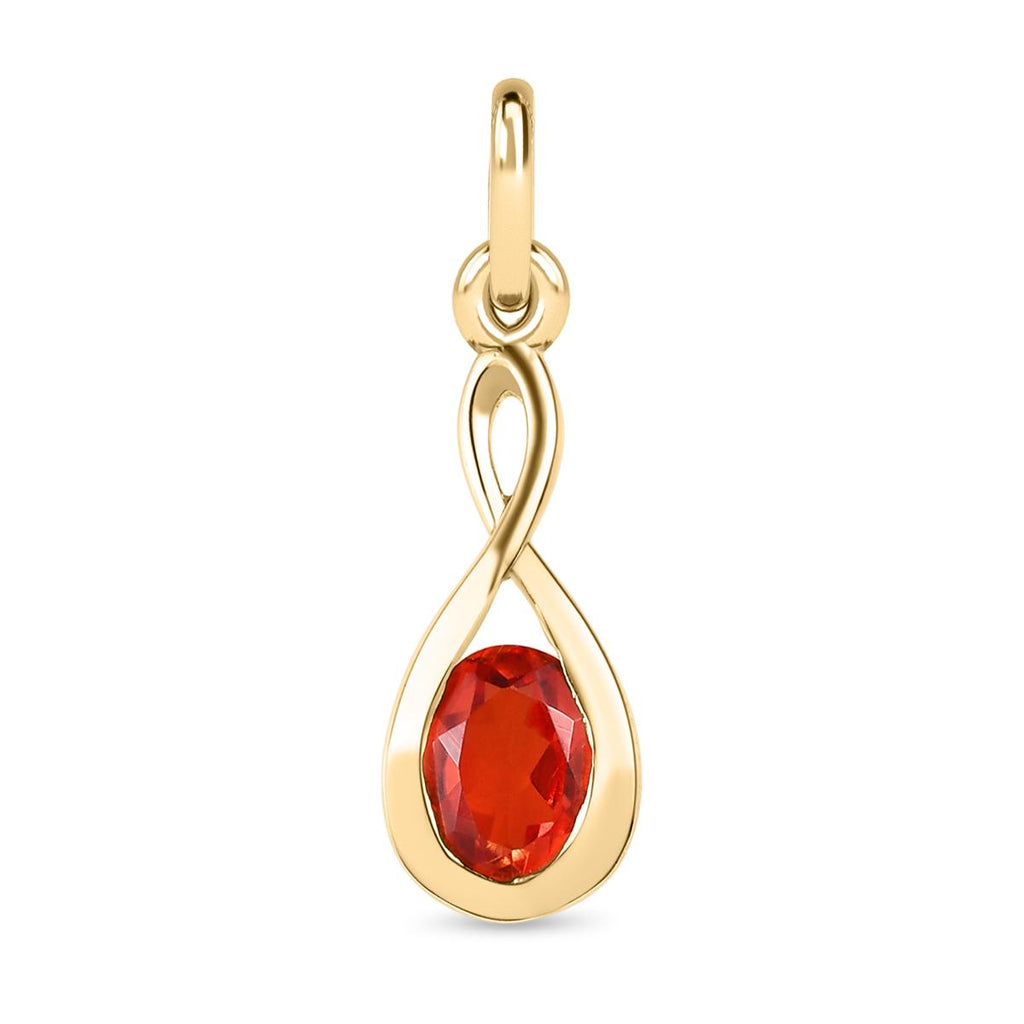 Padparadscha Quarz Triplette Anhänger, 925 Silber vergoldet ca. 0.92 ct