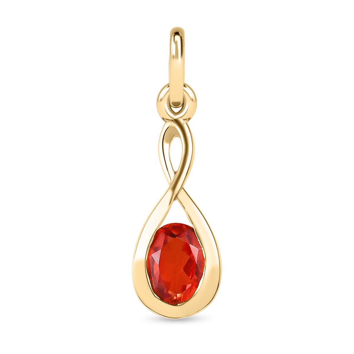 Padparadscha Quarz Triplette Anhänger, 925 Silber vergoldet ca. 0.92 ct