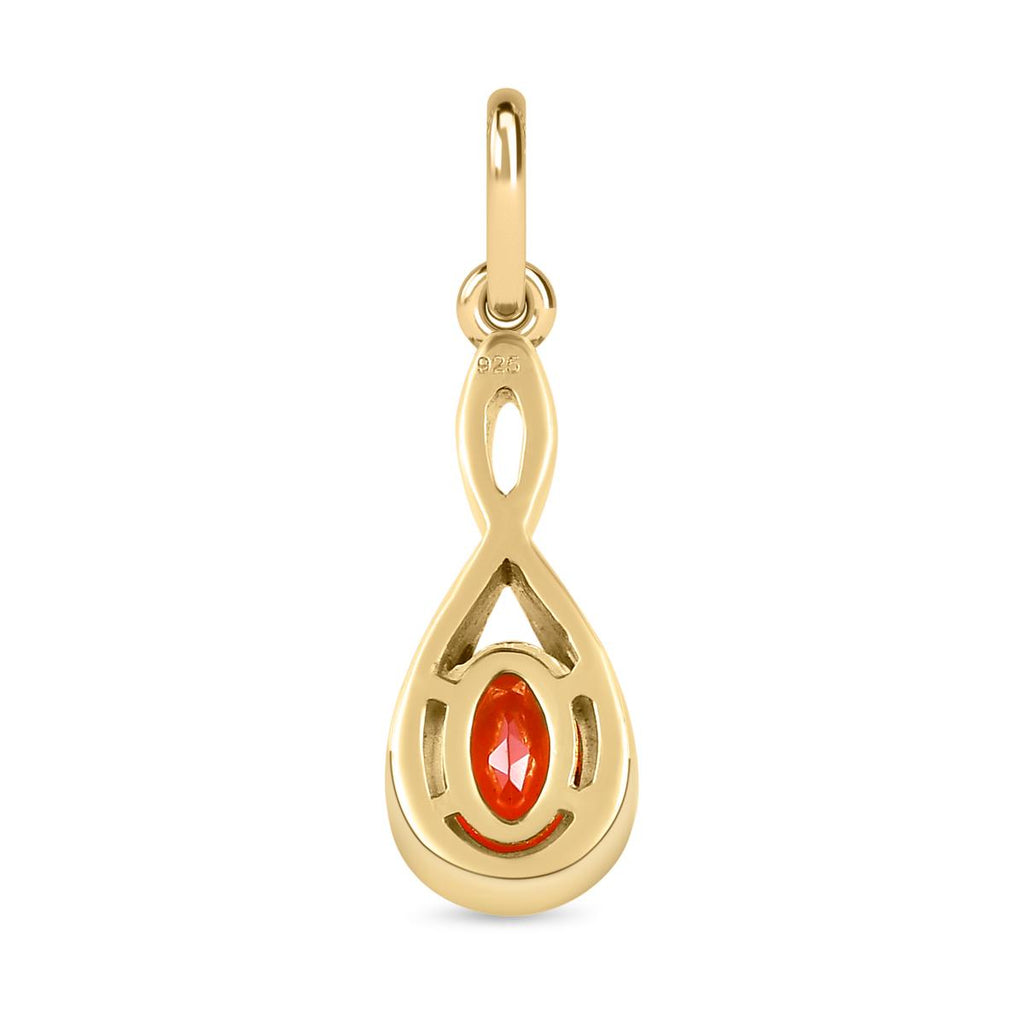 Padparadscha Quarz Triplette Anhänger, 925 Silber vergoldet ca. 0.92 ct