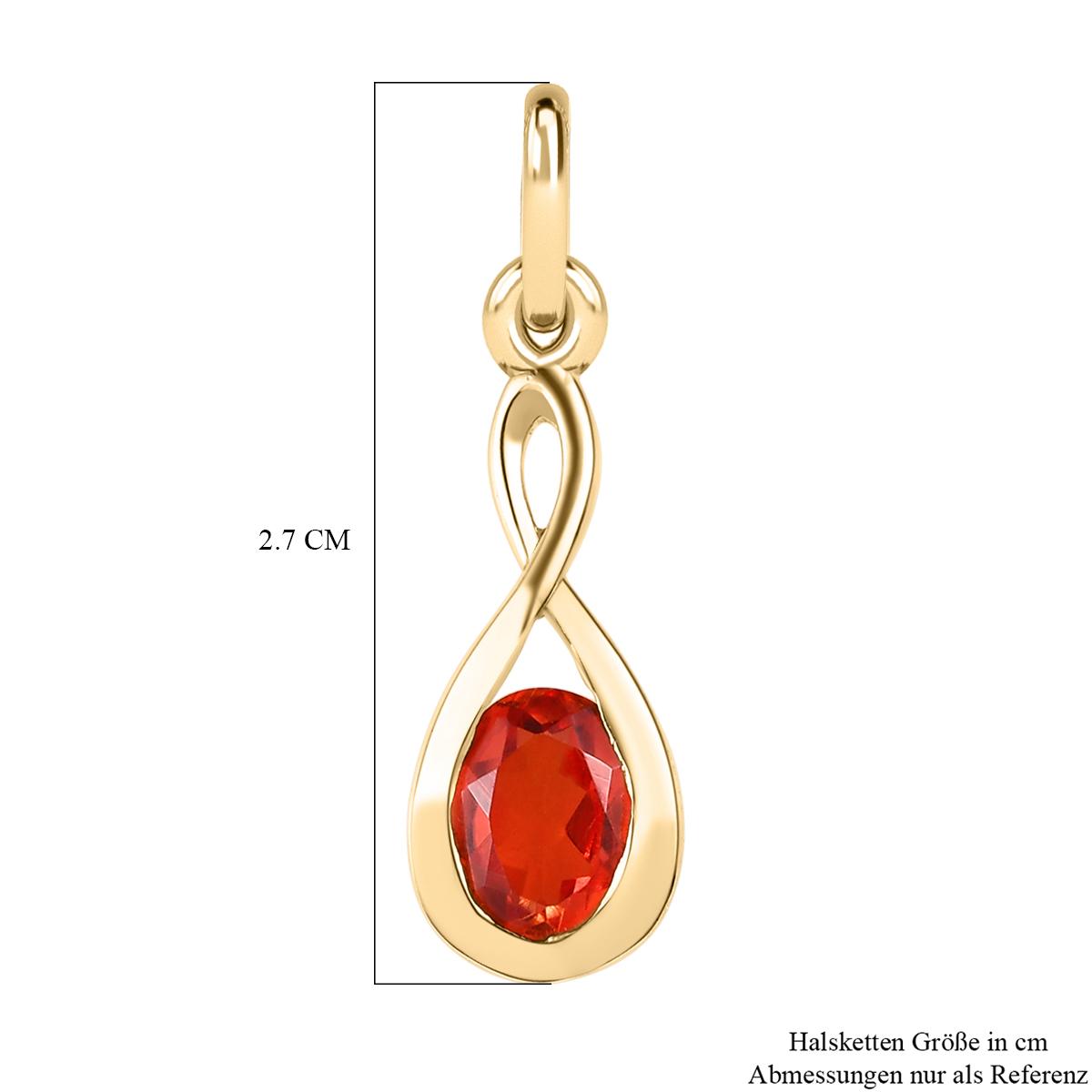 Padparadscha Quarz Triplette Anhänger, 925 Silber vergoldet ca. 0.92 ct