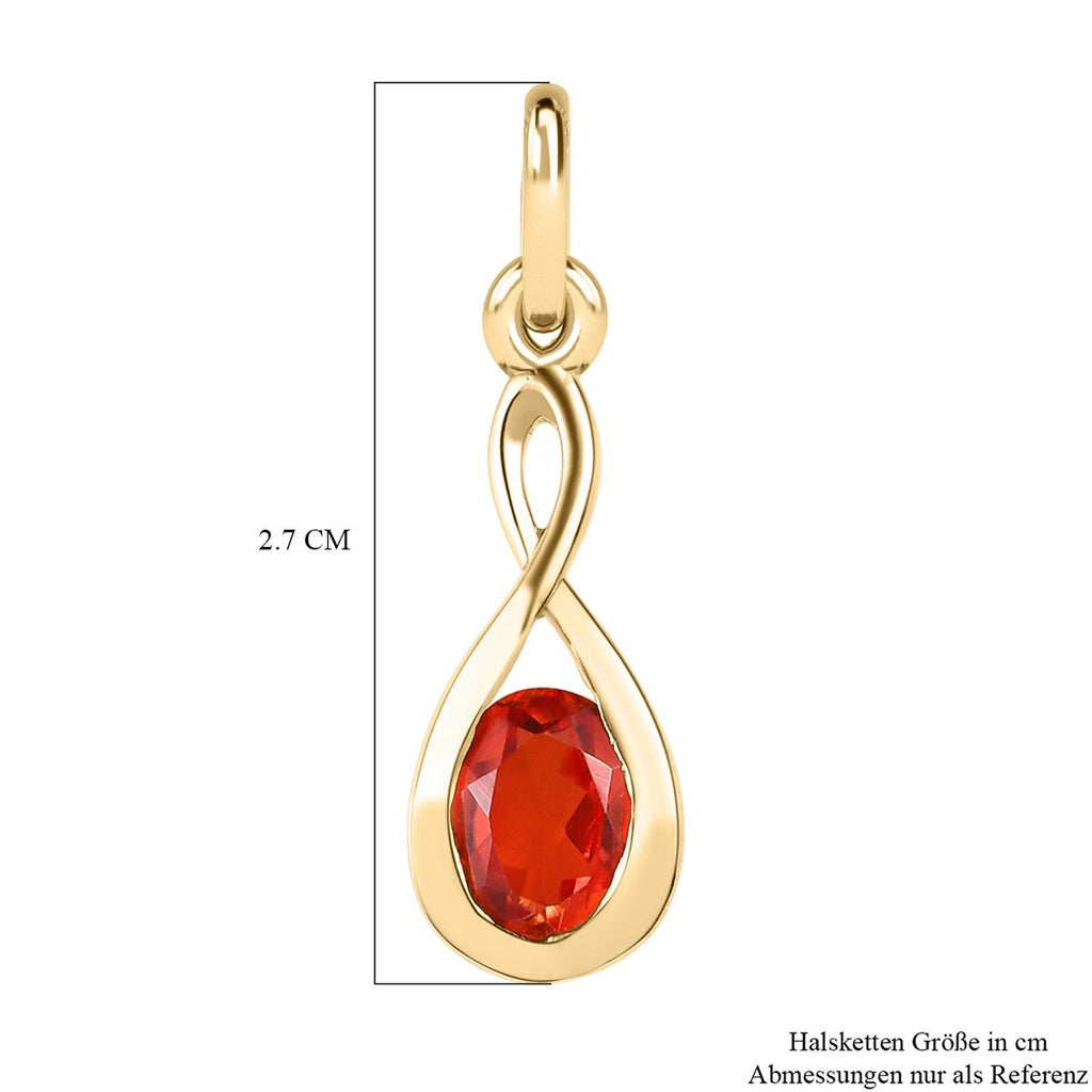 Padparadscha Quarz Triplette Anhänger, 925 Silber vergoldet ca. 0.92 ct