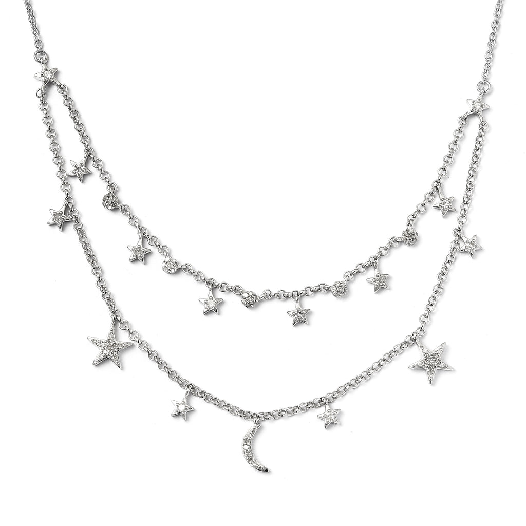 Diamant Halskette 50 cm 925 Silber platiniert ca. 0,50 ct