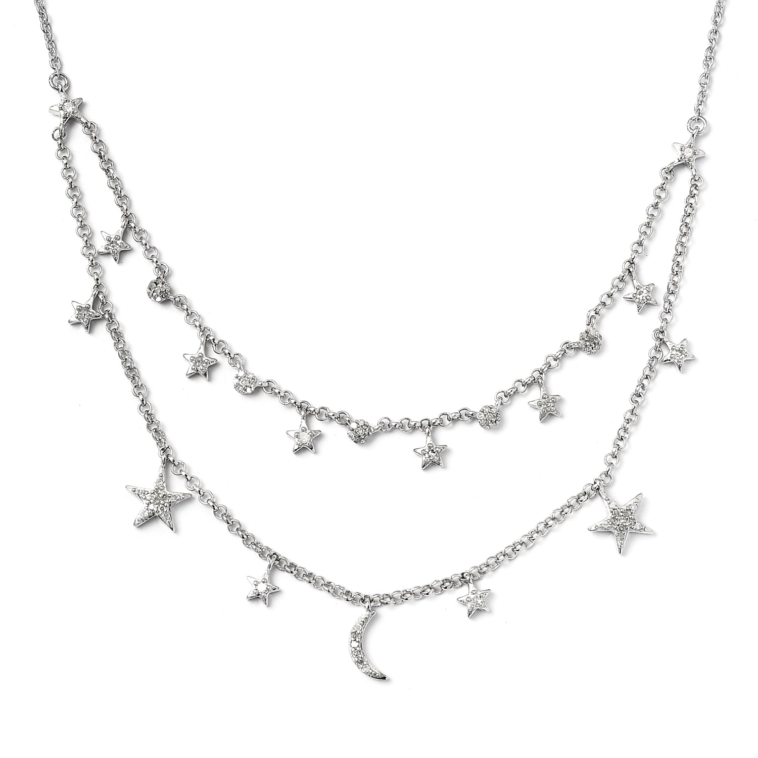 Diamant Halskette 50 cm 925 Silber platiniert ca. 0,50 ct