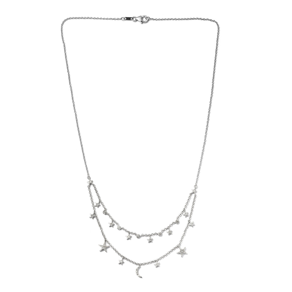 Diamant Halskette 50 cm 925 Silber platiniert ca. 0,50 ct