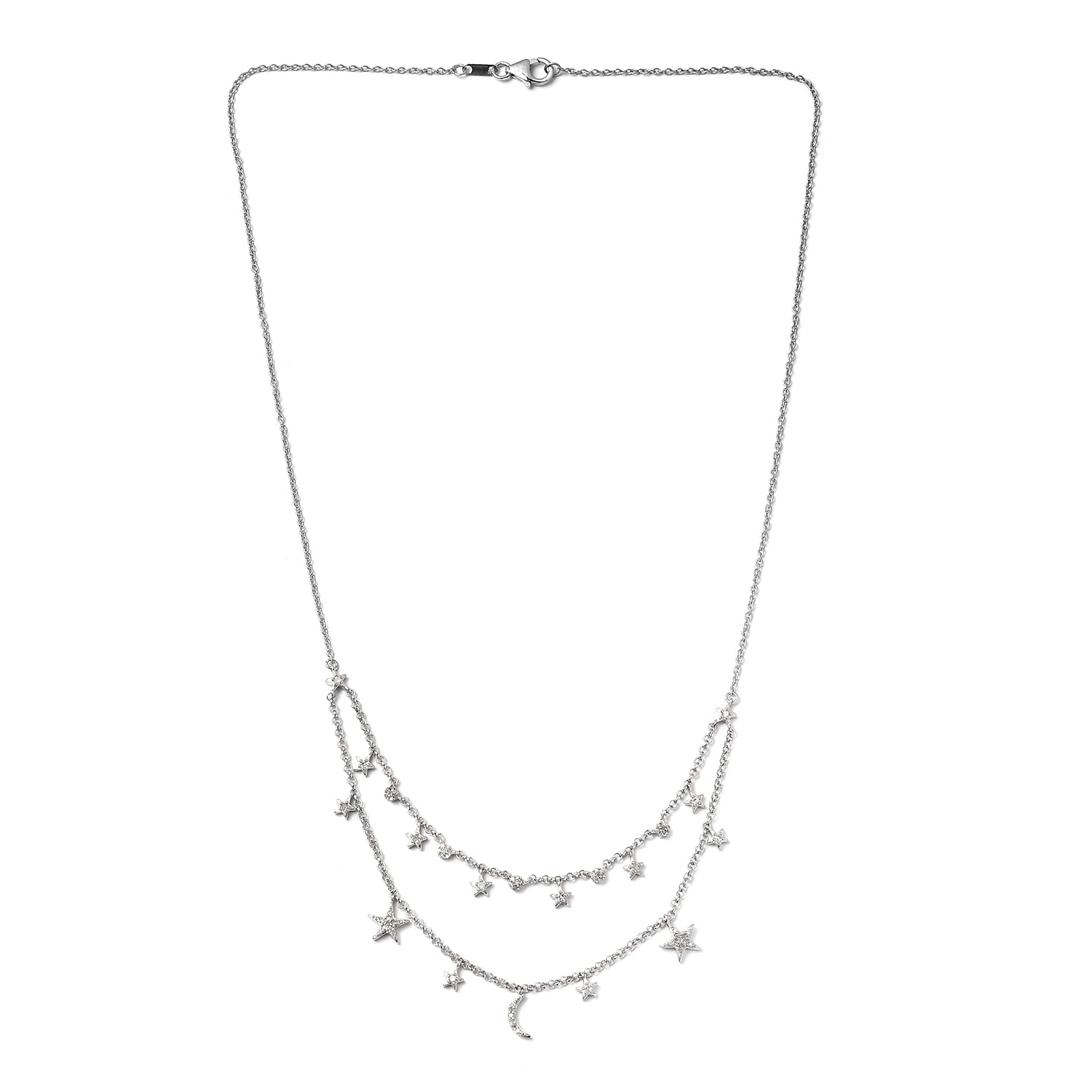Diamant Halskette 50 cm 925 Silber platiniert ca. 0,50 ct
