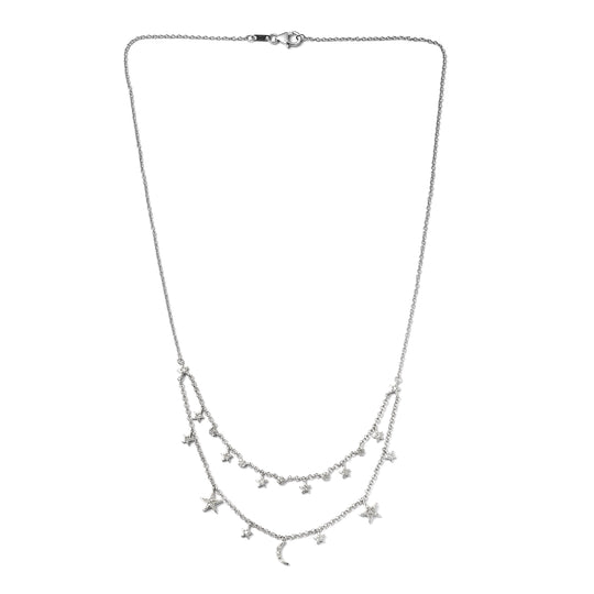 Diamant Halskette 50 cm 925 Silber platiniert ca. 0,50 ct
