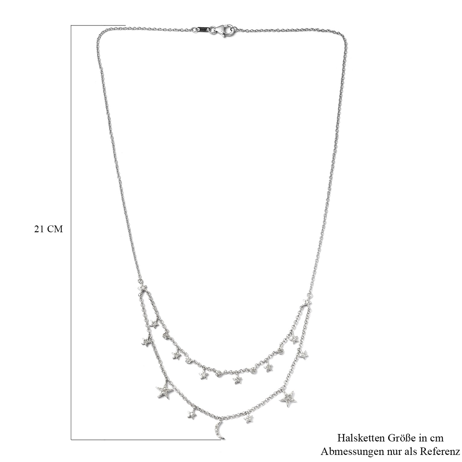 Diamant Halskette 50 cm 925 Silber platiniert ca. 0,50 ct