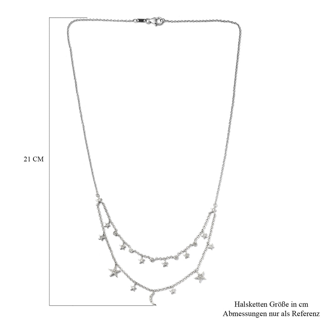 Diamant Halskette 50 cm 925 Silber platiniert ca. 0,50 ct