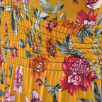 Maxi Kleid mit gesmokter Taille und Flatterärmel, One Size, gelb