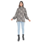 TAMSY - Damen Bluse mit Blatt- und Blumenmuster, Größe 38, Schwarz