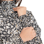 TAMSY - Damen Bluse mit Blatt- und Blumenmuster, Größe 38, Schwarz
