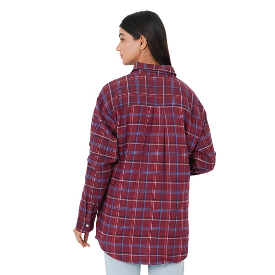 TAMSY - Damen, gewebte Hemdbluse, Größe 38, Rot