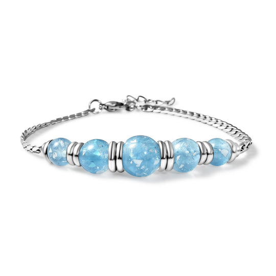 Blaues Künstlicher-Opal-Armband, ca. 18.5 cm + 3.5 cm Extender, 316L Edelstahl