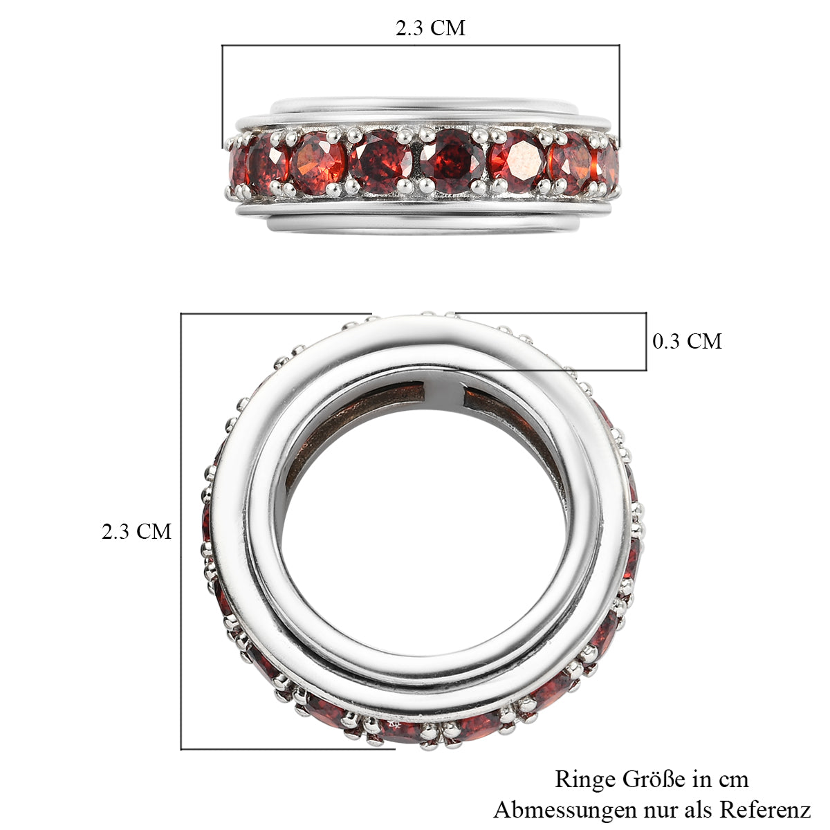 Granat Zirkonia-Ring, reines Messing (Größe 16.00) ca. 7,31 ct