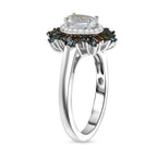 D'Joy AAA Premium Malagasy Mondstein und mehrfarbiger Diamant Ring und Anhänger mit 50cm Kette