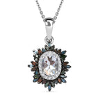 D'Joy AAA Premium Malagasy Mondstein und mehrfarbiger Diamant Ring und Anhänger mit 50cm Kette