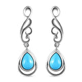 Amerikanischer, natürlicher Sleeping Beauty Türkis Ohrringe 925 Silber platiniert ca. 1.32 ct