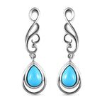 Amerikanischer, natürlicher Sleeping Beauty Türkis Ohrringe 925 Silber platiniert ca. 1.32 ct