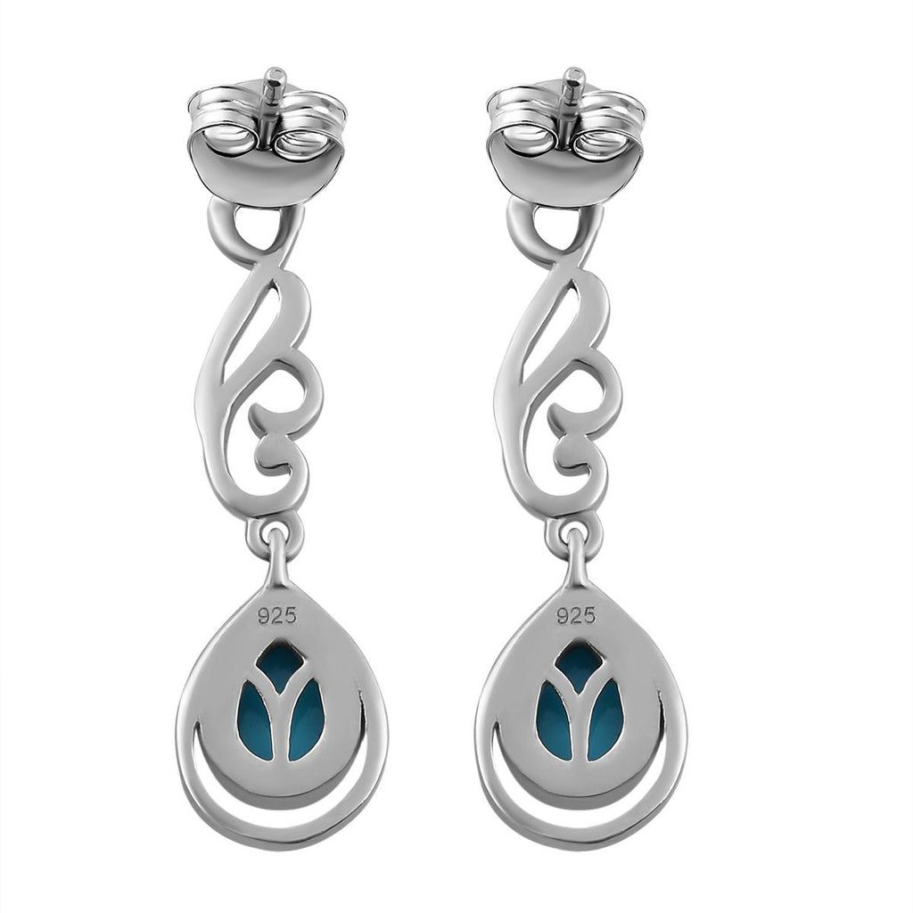 Amerikanischer, natürlicher Sleeping Beauty Türkis Ohrringe 925 Silber platiniert ca. 1.32 ct
