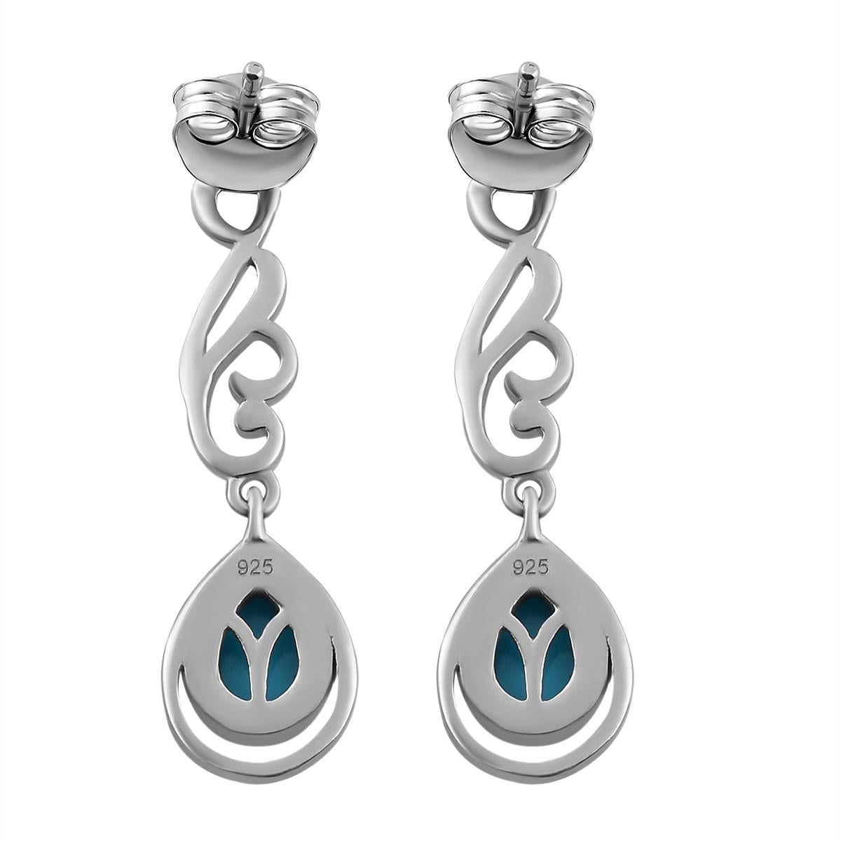 Amerikanischer, natürlicher Sleeping Beauty Türkis Ohrringe 925 Silber platiniert ca. 1.32 ct