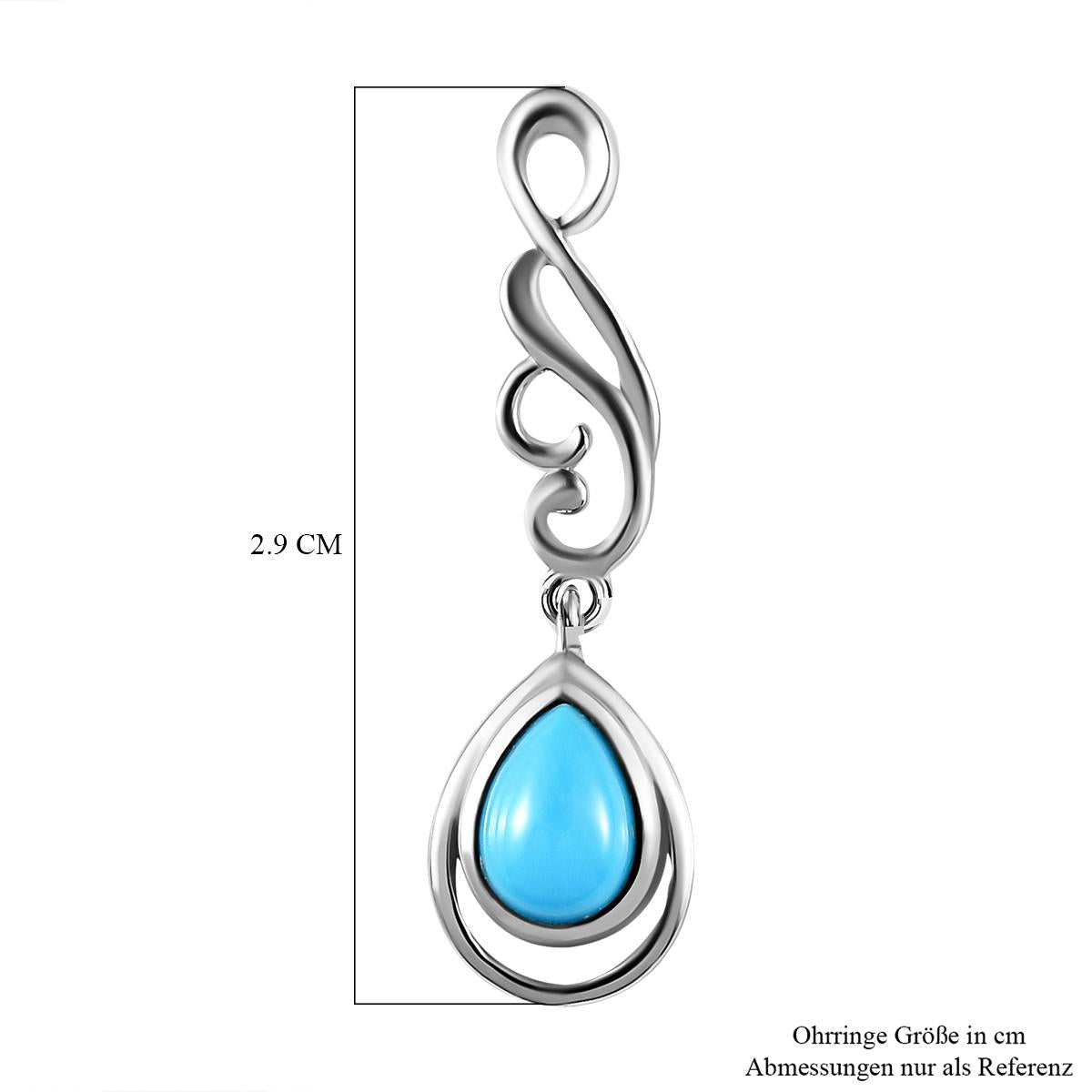 Amerikanischer, natürlicher Sleeping Beauty Türkis Ohrringe 925 Silber platiniert ca. 1.32 ct