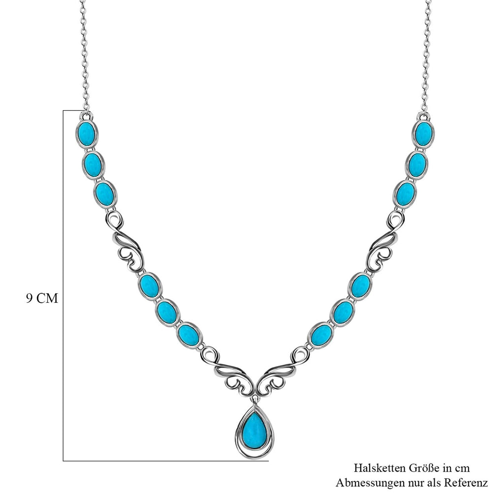 Amerikanisches, natürliches Sleeping Beauty Türkis Collier, ca. 45 cm, 925 Silber platiniert ca. 6.73 ct