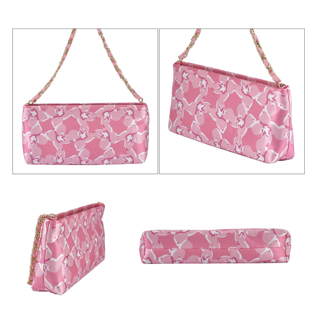 Luxury Edition: Seidenbrokat Handtasche mit Satin Geschenbox, RFID, Rosa