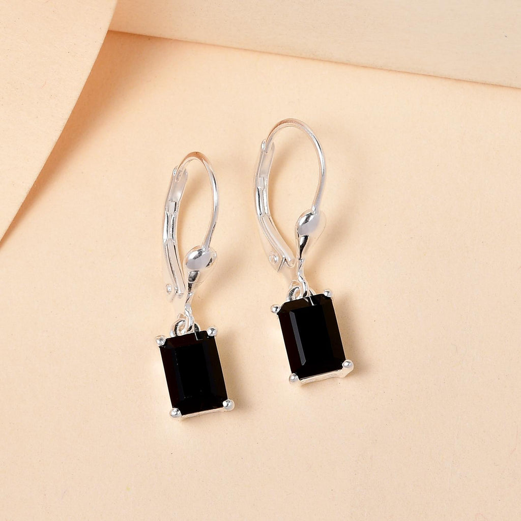 Schwarze Spinell Ohrringe, 925 Silber ca. 1,58 ct