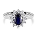 Masoala Saphir und weißer Zirkon-Ring, (Fissure gefüllt), 925 Silber platiniert (Größe 16.00) ca. 1.84 ct