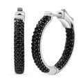 Schwarze Spinell Creolen, 925 Silber platiniert ca. 2.41 ct