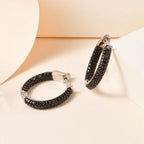 Schwarze Spinell Creolen, 925 Silber platiniert ca. 2.41 ct