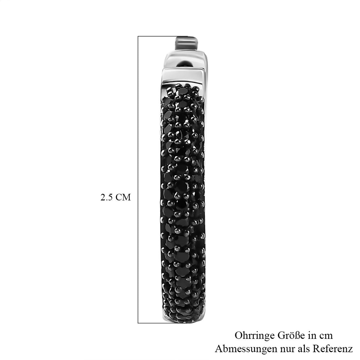 Schwarze Spinell Creolen, 925 Silber platiniert ca. 2.41 ct