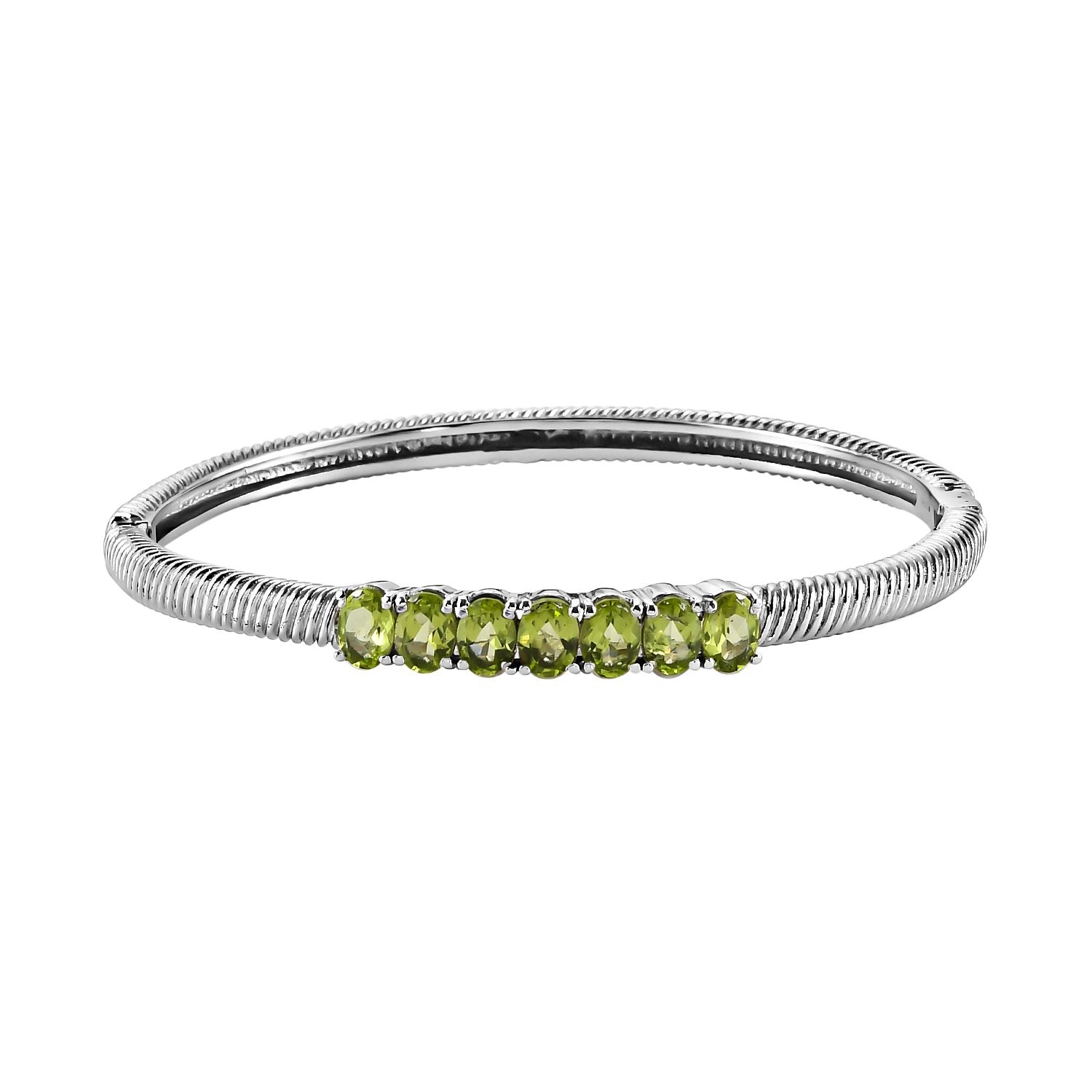 Natürlicher Peridot Armreif, ca. 19 cm, Edelstahl ca. 5.09 ct