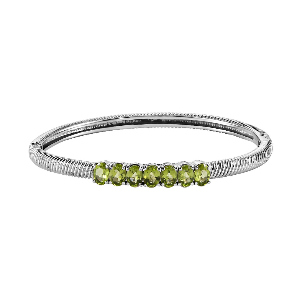 Natürlicher Peridot Armreif, ca. 19 cm, Edelstahl ca. 5.09 ct