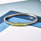 Natürlicher Peridot Armreif, ca. 19 cm, Edelstahl ca. 5.09 ct