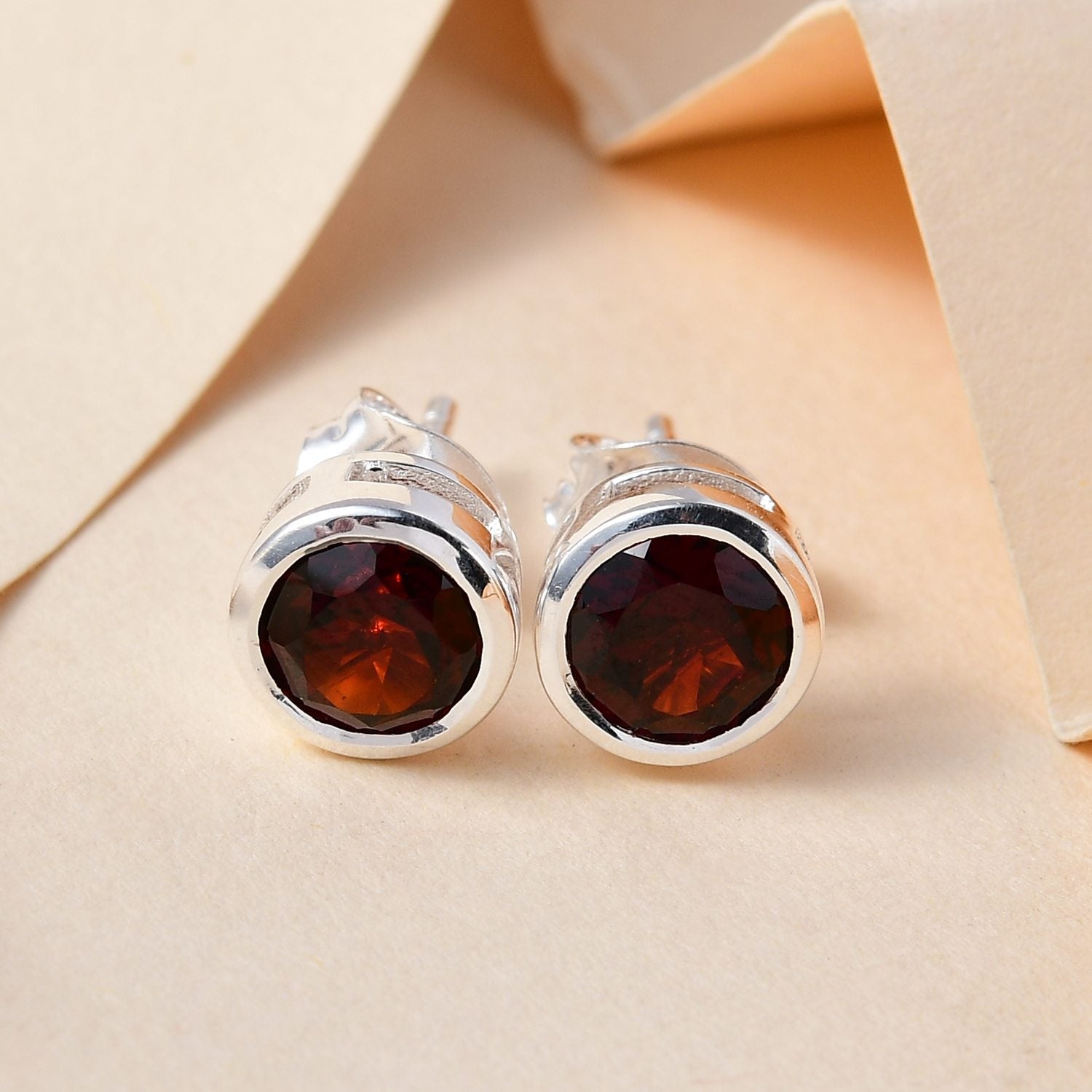 Rote Granat Ohrringe, 925 Silber ca. 2,00 ct