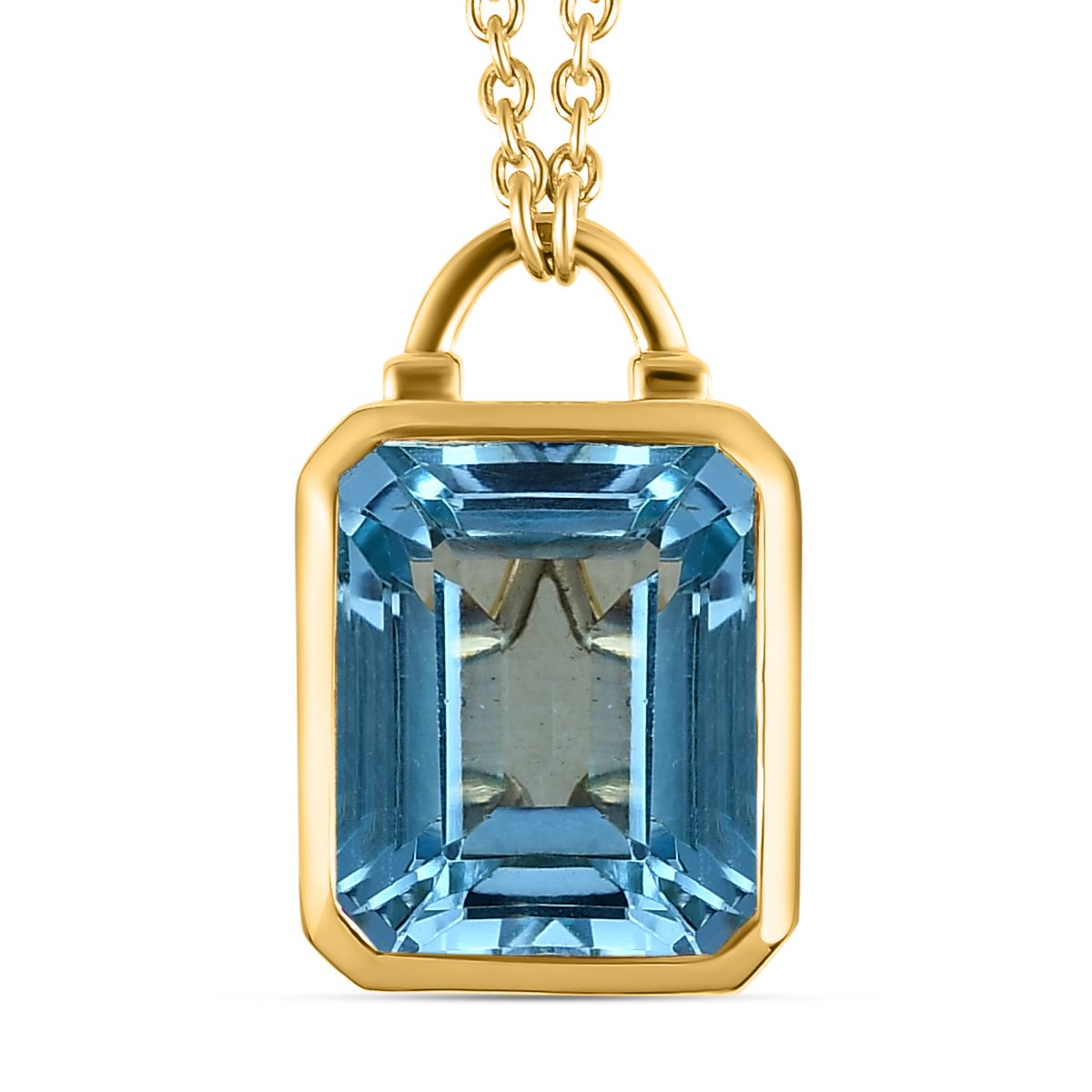 Himmelblaue Topas Halskette, ca. 45 cm, 925 Silber vergoldet ca. 7,08 ct