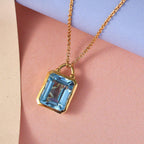 Himmelblaue Topas Halskette, ca. 45 cm, 925 Silber vergoldet ca. 7,08 ct