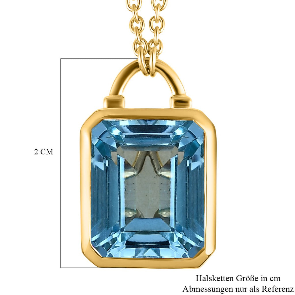 Himmelblaue Topas Halskette, ca. 45 cm, 925 Silber vergoldet ca. 7,08 ct
