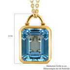Himmelblaue Topas Halskette, ca. 45 cm, 925 Silber vergoldet ca. 7,08 ct