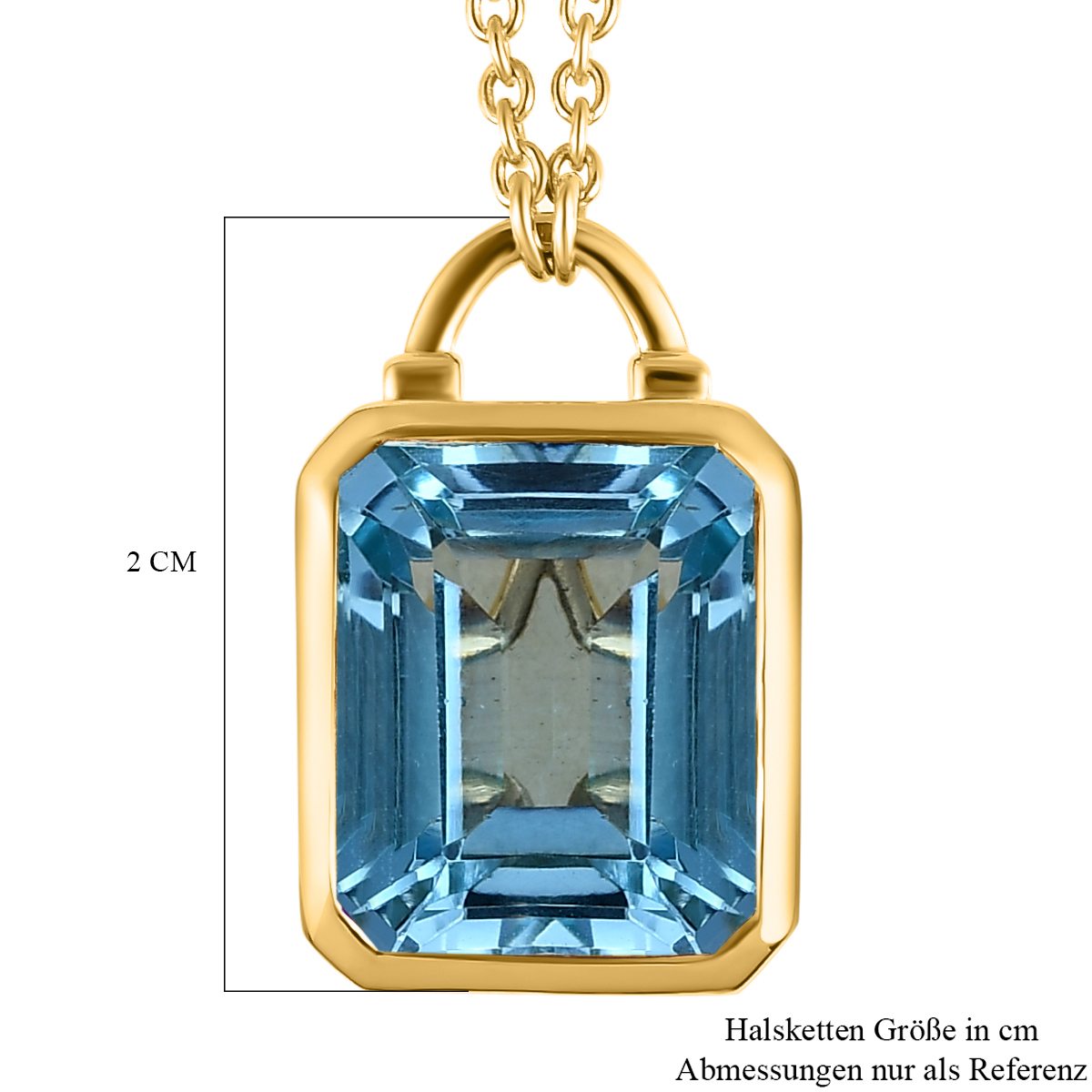 Himmelblaue Topas Halskette, ca. 45 cm, 925 Silber vergoldet ca. 7,08 ct