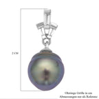 Tahiti Perle und weiße Zirkon Ohrringe, 925 Silber rhodiniert ca. 0.61 ct