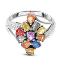 Mehrfarbiger Saphir-Ring, 925 Silber platiniert (Größe 16.00) ca. 2.64 ct