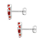Rote Saphir und weiße Zirkon-Ohrringe, 925 Silber platiniert ca. 2,76 ct