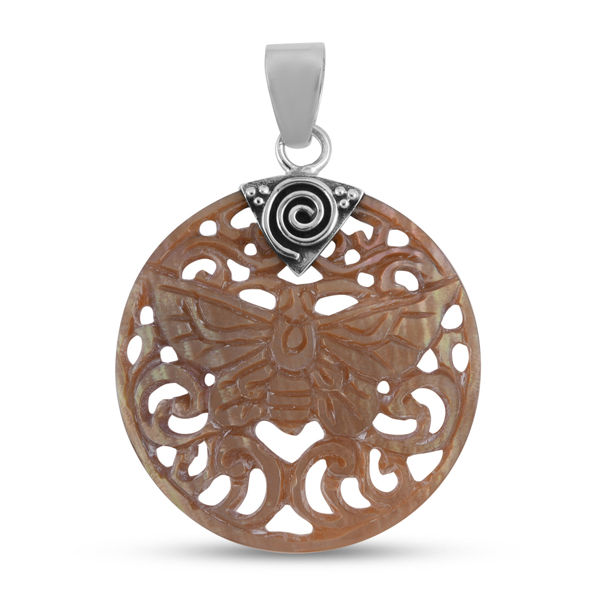Royal Bali Kollektion - goldener Perlmutt-Anhänger, 925 Silber