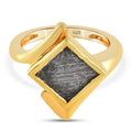 Meteorit Ring 925 Silber vergoldet (Größe 16.00) ca. 6,00 ct