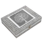 Handgefertigte Ringschatulle aus Aluminium, 23x18x5 cm, Lebensbaum