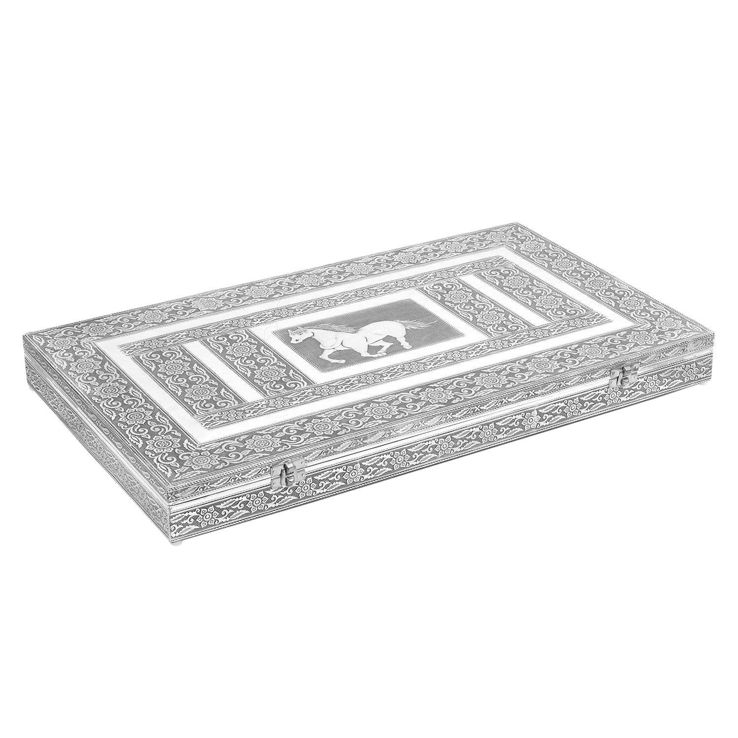 Handgefertigter Ring Koffer mit Aluminium Prägung, 56x33x5 cm, Pferd
